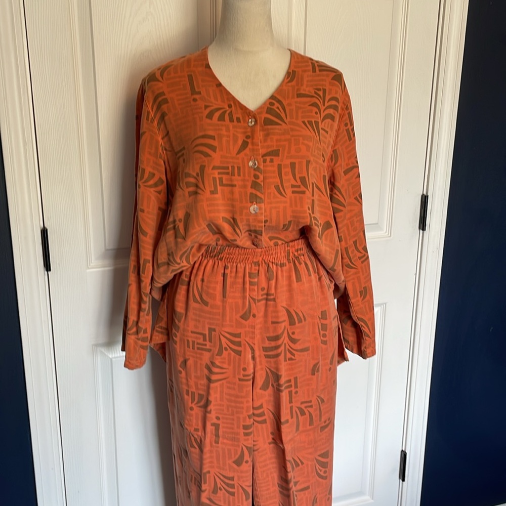 Click Color Me Cotton Matching‎ Two Piece Set in Orange Size Medium